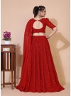 Red A-line Lucknowi Chikankari Work Stitched Lehenga Choli